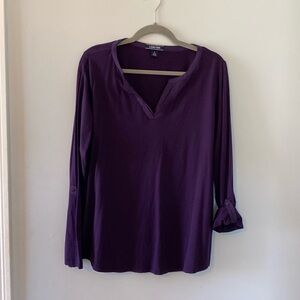 Lands End Tunic. Deep purple with 3/4 length or long sleeves. Size large